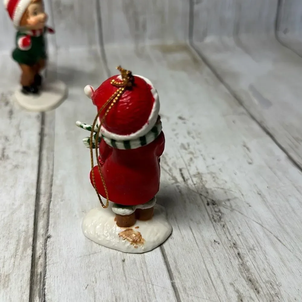 Vintage Christmas Ornaments set of 4 Hard Plastic Made‎ in China 2 boys 2 girls